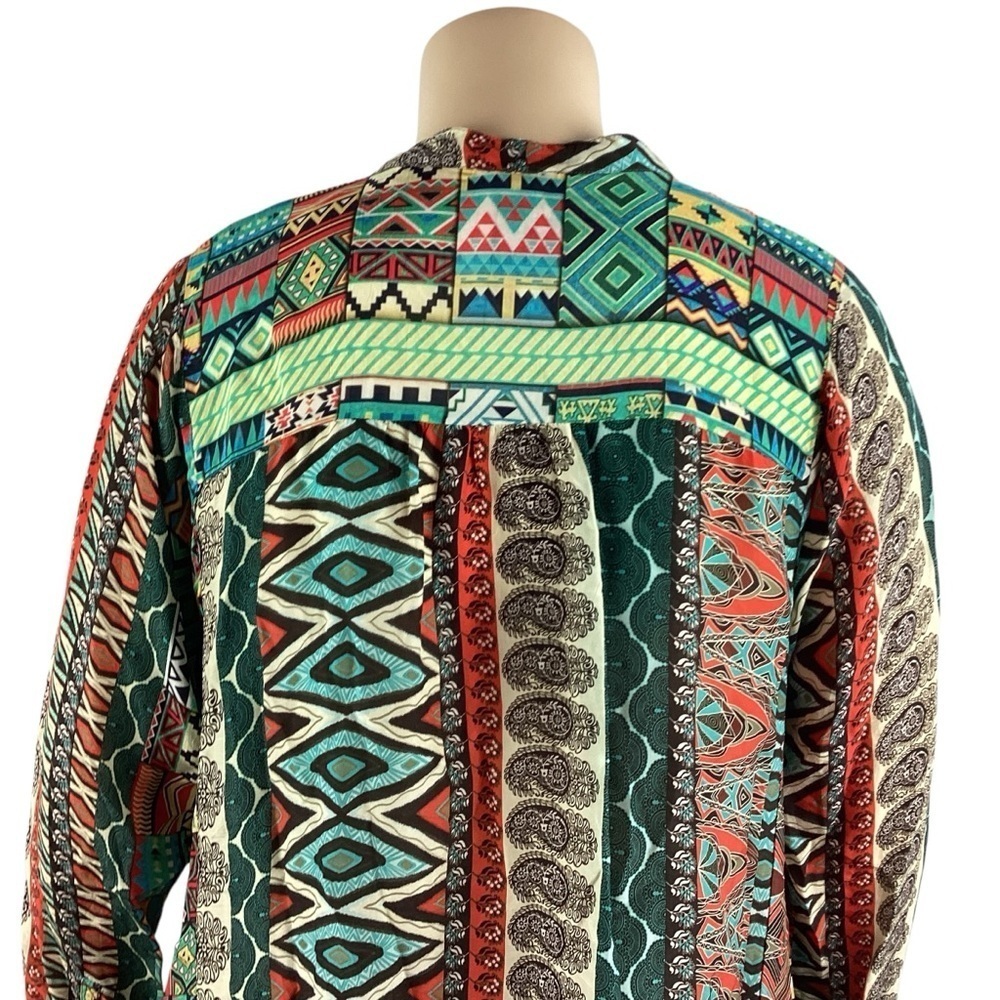 Johnny Was Boho Patchwork Tunic Blouse Multicolor Resort Artsy Size XL - Picture 6 of 9